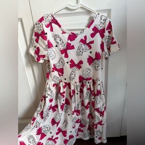 Girls Disney Pink and White Princess Print Dress